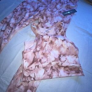 Harmony and Balance Soft 2-Piece Sports Bra Leggings Set Pink NWT Top L Pants XL